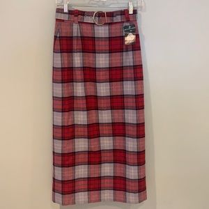 Scotch House Vintage 100% Wool Plaid Midi Pencil Skirt
With belt